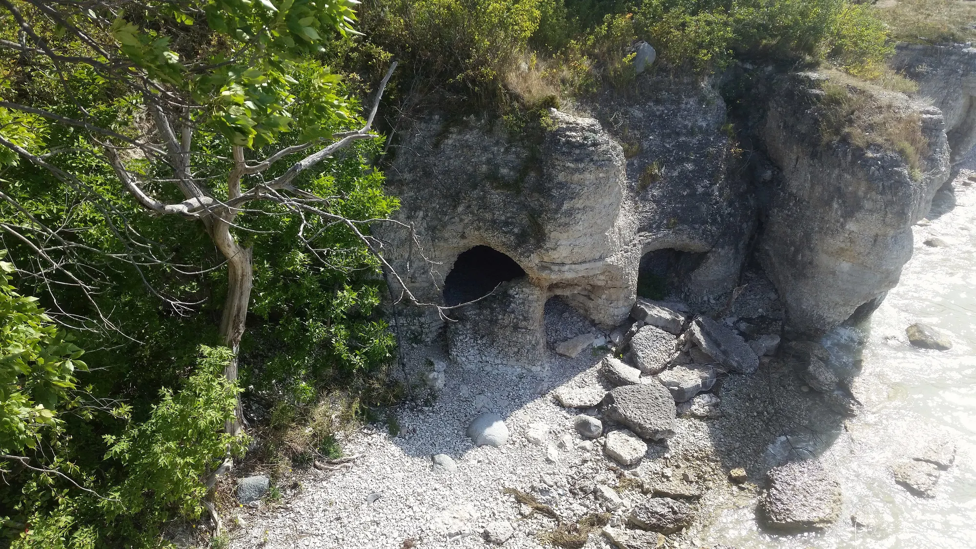 Limestone cliffs showing natural stone layers