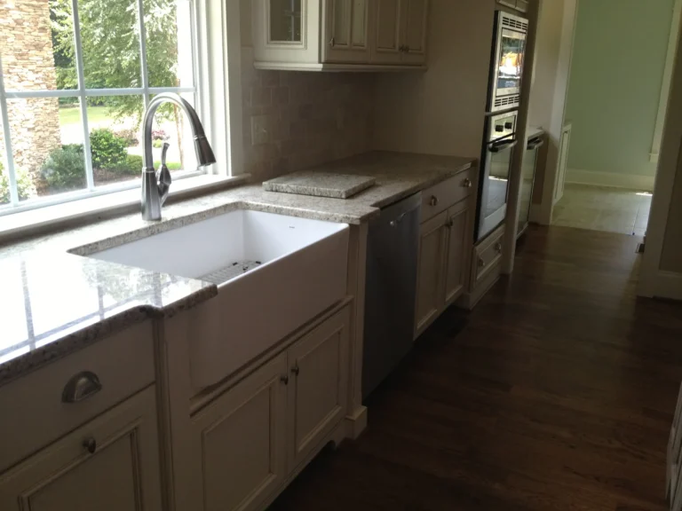 Marble countertops in a kitchen