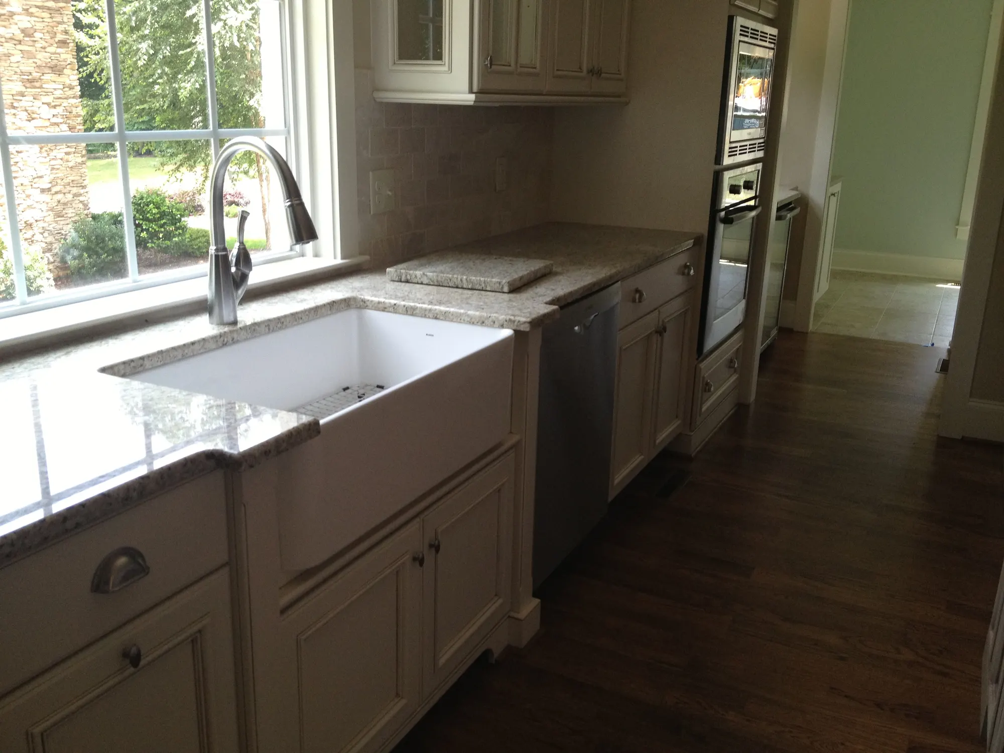 Marble countertops in a kitchen