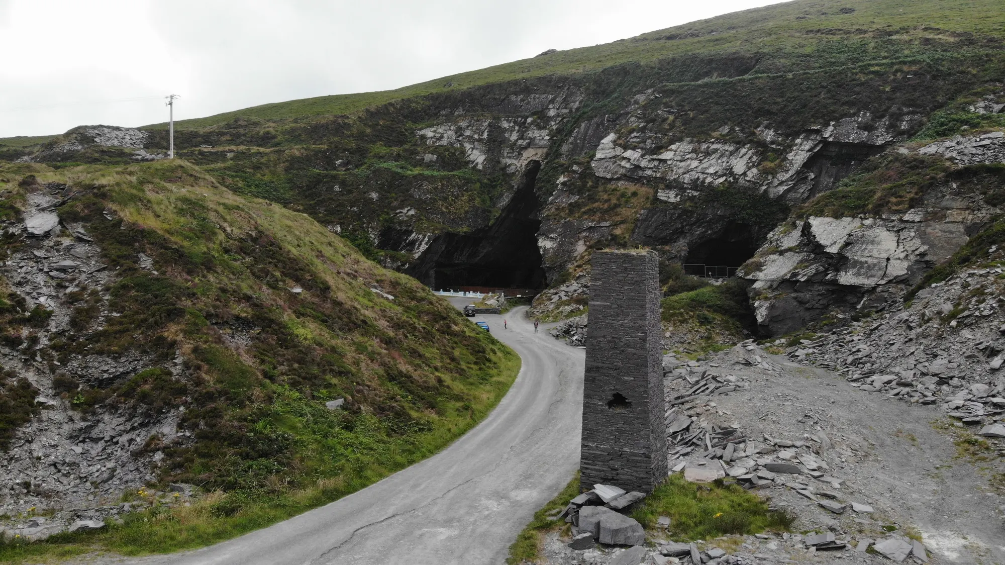 Slate quarry face showing layered natural stone