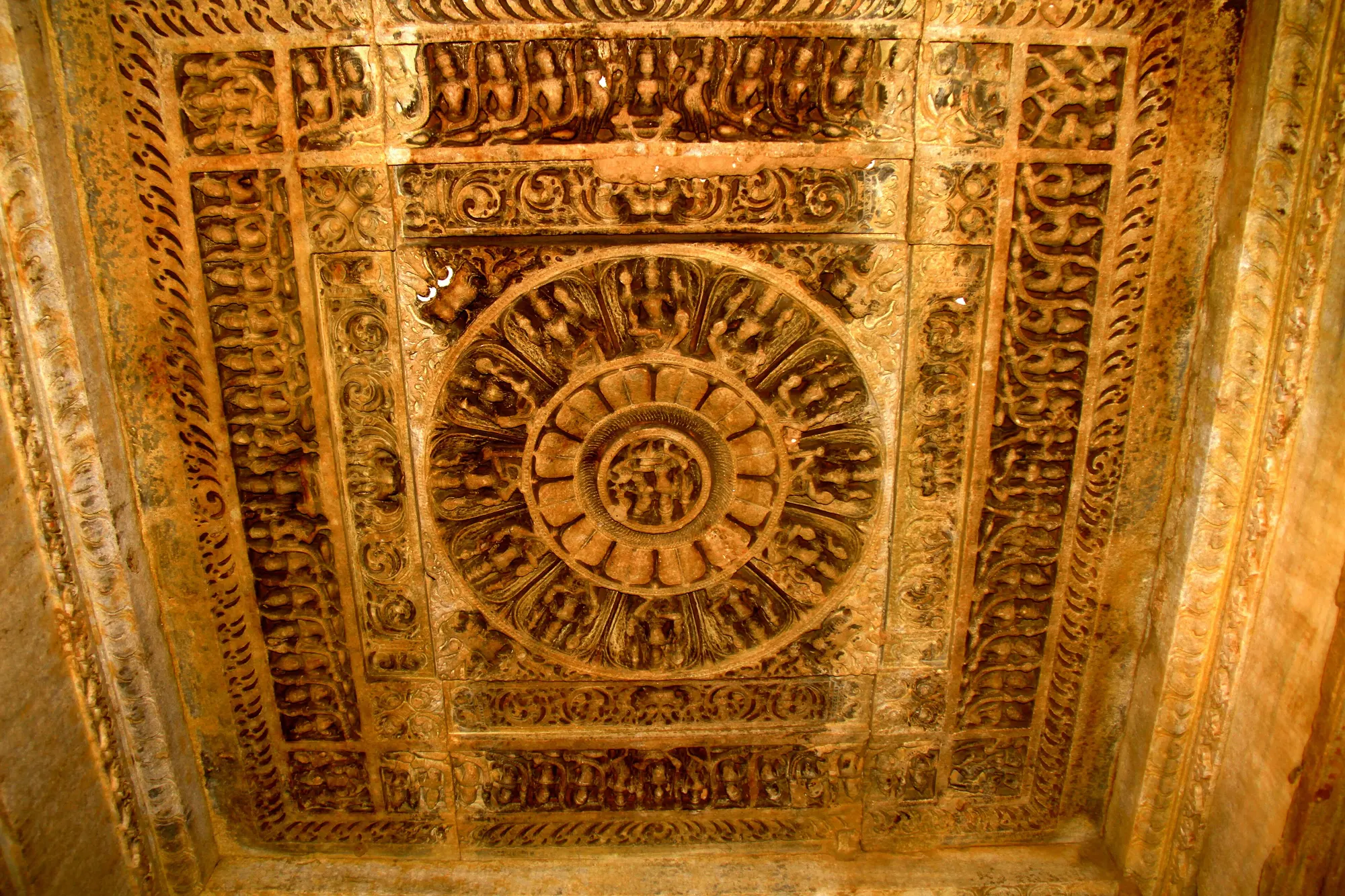Carved stone roof of the Sas Bahu temple at Nagda near Udaipur