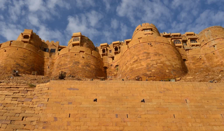 Jaisalmer Fort built of golden yellow sandstone in Rajasthan