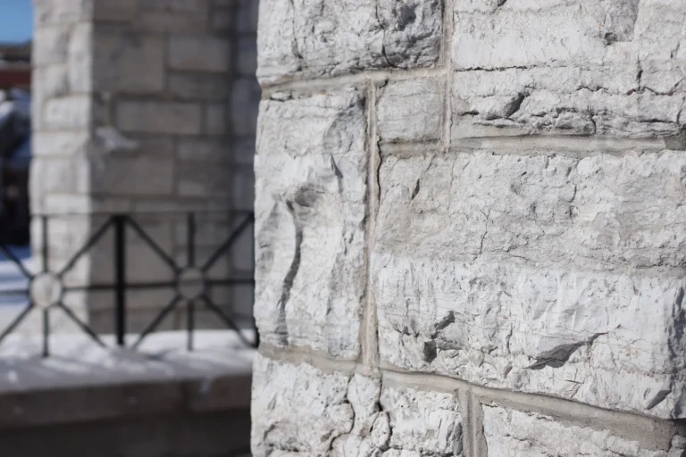 Natural limestone facade of a building