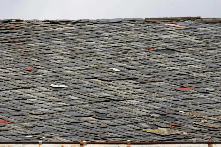 Natural slate roof tiles on a traditional building
